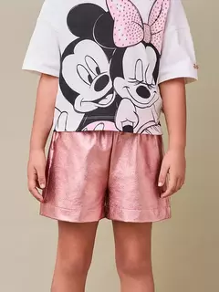 Short Rosa Metalizado com Faixa Anime - LAURA ANTUNES ARTESANATO