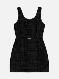 VESTIDO TWEED SHINE PRETO Iam - LAURA ANTUNES ARTESANATO