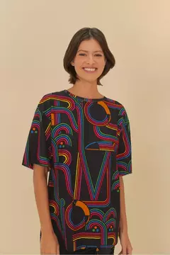 t-shirt básica estampada logotuca Farm