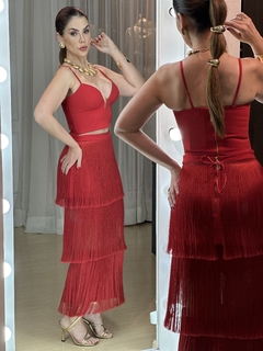 Saia Alina Midi com Franjas - loja online