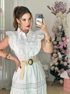 Vestido Mabel Babado e Guipir Botao Longo - Ana Maria Prestes Oficial