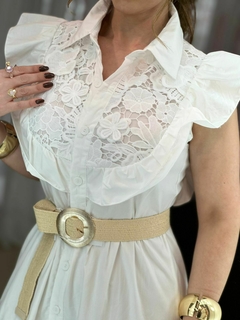 Vestido Mabel Babado e Guipir Botao Longo - loja online