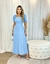 Vestido Longo de Manga Princesa c/ Laço - Crepe Duna