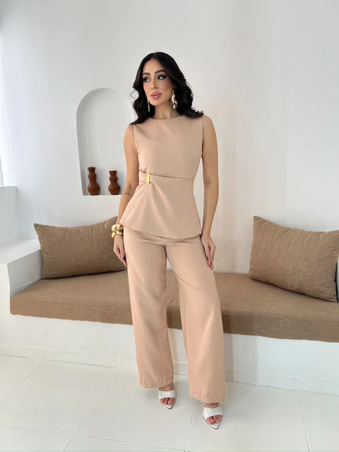 Conjunto Longo de Blusa de Alça Larga c/ Calça - Alfaiataria Premium