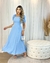 Vestido Longo de Manga Princesa c/ Laço - Crepe Duna na internet