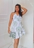 Vestido Curto de Alça, Decote em V Amarração nas Costas - Crepe Sedinha - comprar online