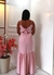 Vestido Longo de Alça c/ Abertura no Busto, Botões e Fenda - Crepe Pollylarissa - loja online