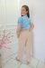 Calça Pantalona c/ Botão, Pala e Elástico Promoção - Crepe Duna - loja online