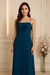 Vestido Longo de Alça c/ Detalhe de Flor - Crepe Duna - comprar online