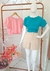 Cropped de Manga Drapeada c/ Botões - Crepe Duna - comprar online