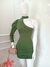 Vestido Curto de Manga de Um Lado e Gola - Poliamida - Nadilly