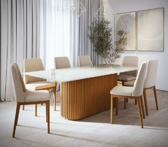 Mesa rectangular vidrio off white 555811