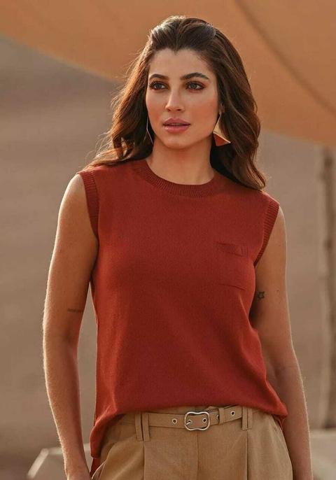 BLUSA ABSOLUTTI TRICOT FERRUGEM