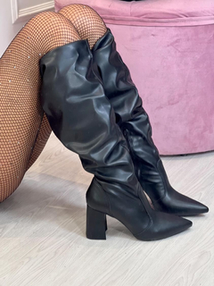 Bota Slouch Sintético Salto Bloco Preta