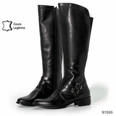 Bota Montaria Preta Fivela Couro Legitimo - comprar online