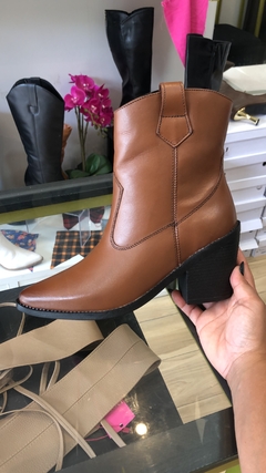 Bota Texana cano curto couro legítimo Marrom Lisa - comprar online