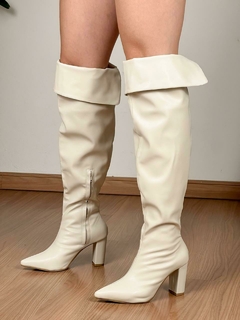 Bota Over Montaria Off White 2 em 1 Salto Bloco na internet