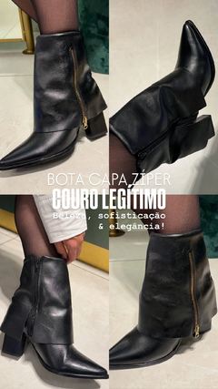 Bota Capa Couro Legitimo dois Ziper Preta na internet
