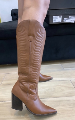 Bota Western Texana Couro legítimo Marrom Com Detalhes - comprar online