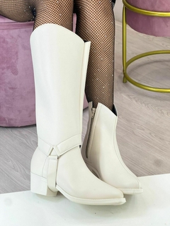 Bota Texana 2 em 1 Cano Removivel Off White
