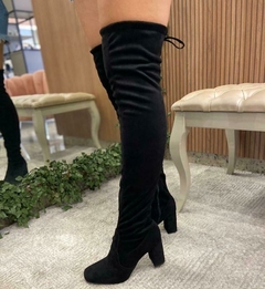Bota Over Preta Camurça Salto Bloco - comprar online
