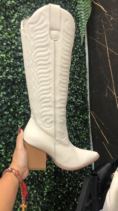Bota Western Texana Couro legítimo Com detalhes Off White - comprar online