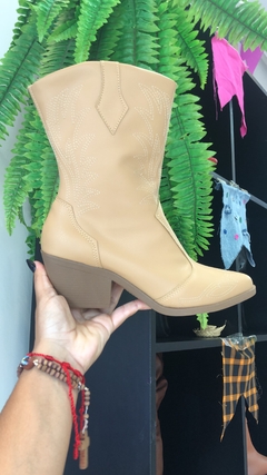 Bota Wester Texana Cano Curto Bege - comprar online