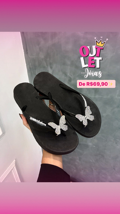 Chinelo Plataforma Butterfly Preto