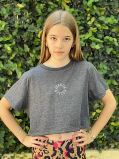 Crop top gris plomo talle 14