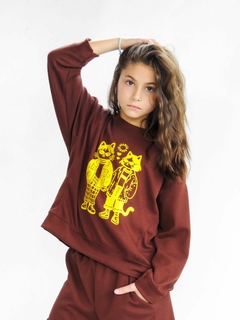 Buzo waffle choco gatos talle 6 - comprar online