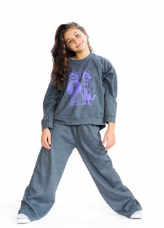Buzo waffle gris Gatos talle 6 - comprar online