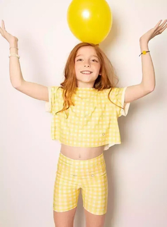 Remera Crop Vichy Amarillo talle 16