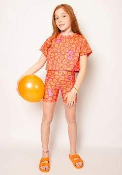 Remera Crop Print Naranja talle 4 - comprar online