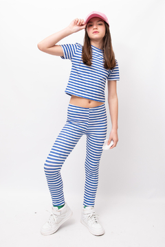 Legg rayas azul lycra talle 4