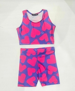 Conjunto top y biker cuore violeta talle 14