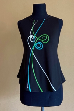 Remera líneas negra, mujer, sin mangas. - comprar online