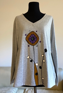 Remera flor, mujer, manga larga. - comprar online