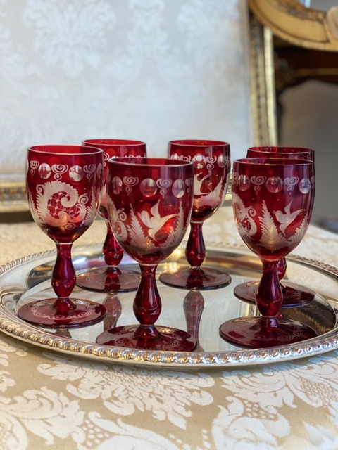 Conjunto de taças em cristal tcheco