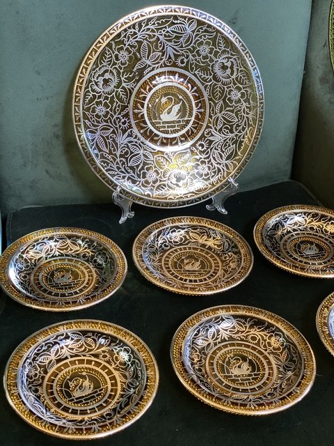 Conjunto para bolo com pintura em prata