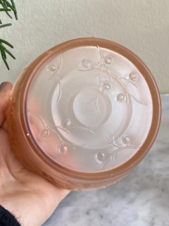 Potiche em vidro satiné rose com pássaro - loja online