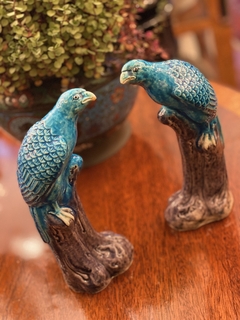 Par de esculturas em porcelana Pássaros - Art Rarus Antiquário