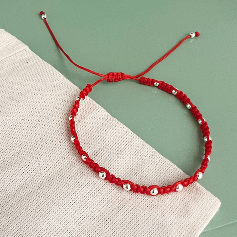 Pulsera Hilo Rojo 15 bolitas
