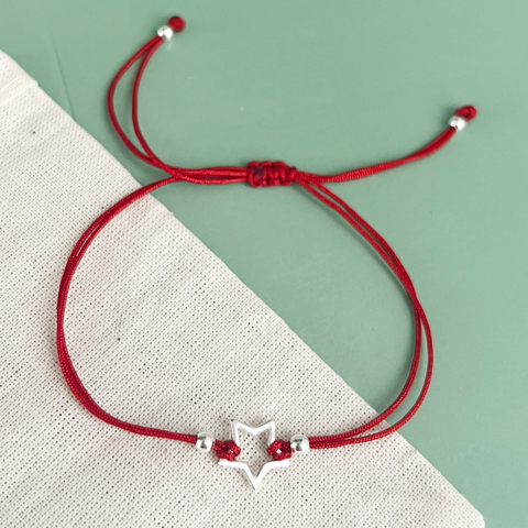 Pulsera Hilo Rojo Estrella calada