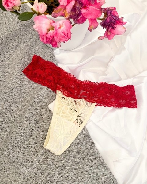 Calcinha Day Marfim e Vermelho