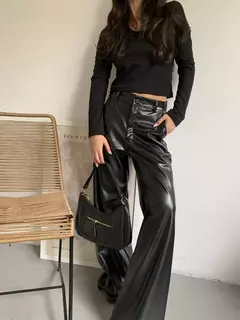 PANT- WIDE LEG TIPO CUERO - comprar online