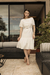 VESTIDO MIDI MANGA CURTA COM CINTO - OFF WHITE