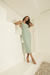 VESTIDO MIDI FENDA FRONTAL - VERDE OLIVA - loja online