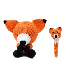 Duo Raposa Soneca e Newborn Amigurumi Infantil Artesanal Quarto Bebê Decoração