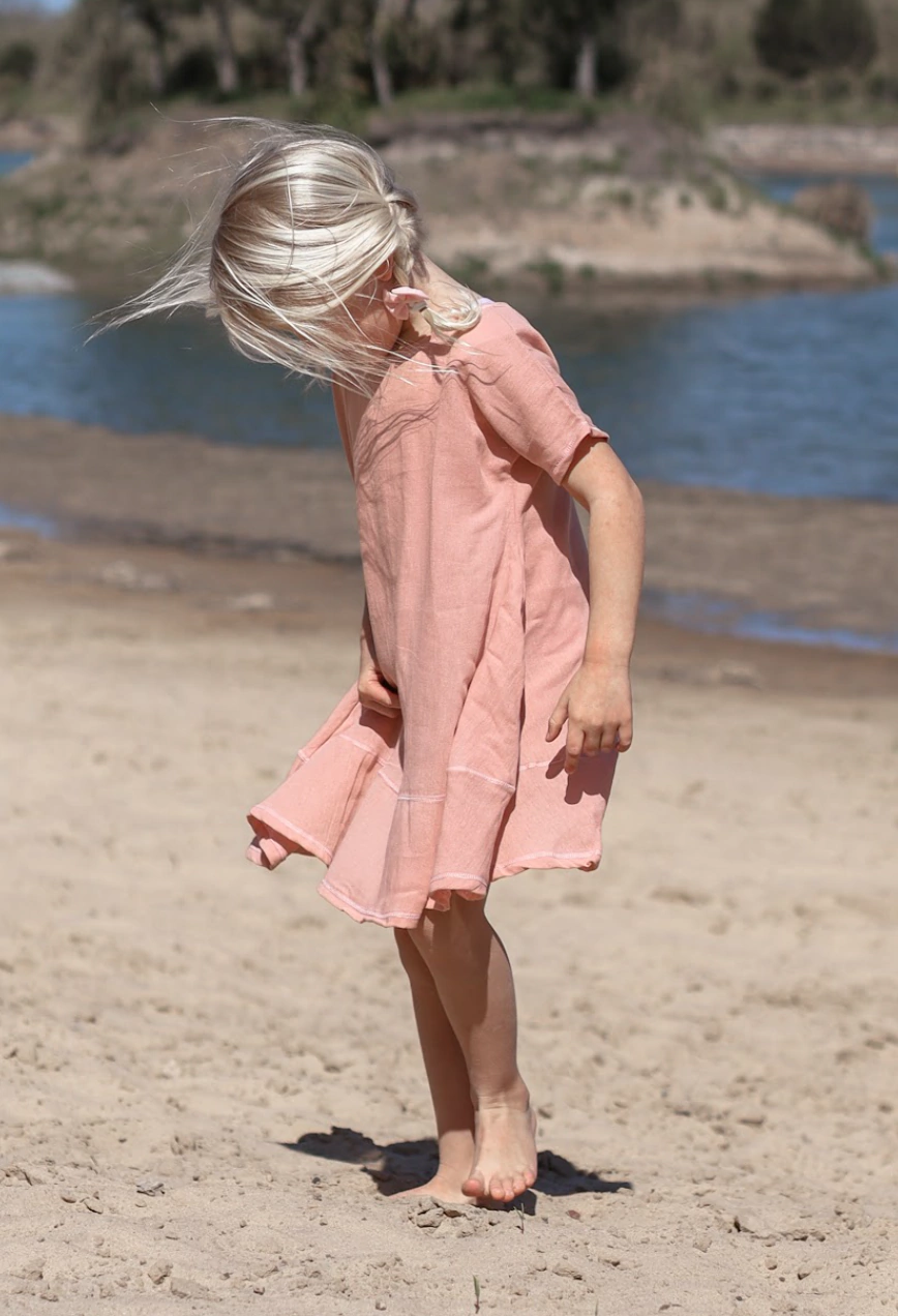 Vestido Las Garzas- Gasa de algodón rosa viejo