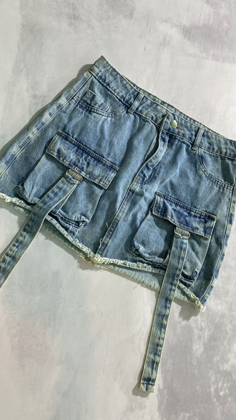 POLLERA JEANS CARGO RIGIDA - comprar online